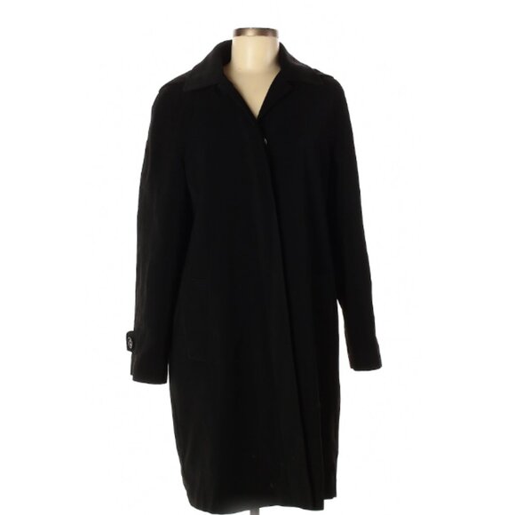 Gallery Vintage Womens Insulated Hooded Trenchcoat Overcoat Black Sz M - Picture 3 of 3